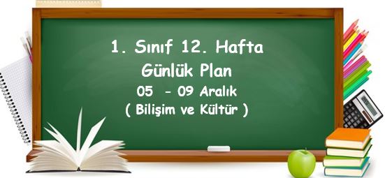 2022-2023 Eğitim Öğretim Yılı 1. Sınıf 12. Hafta Günlük Planlar